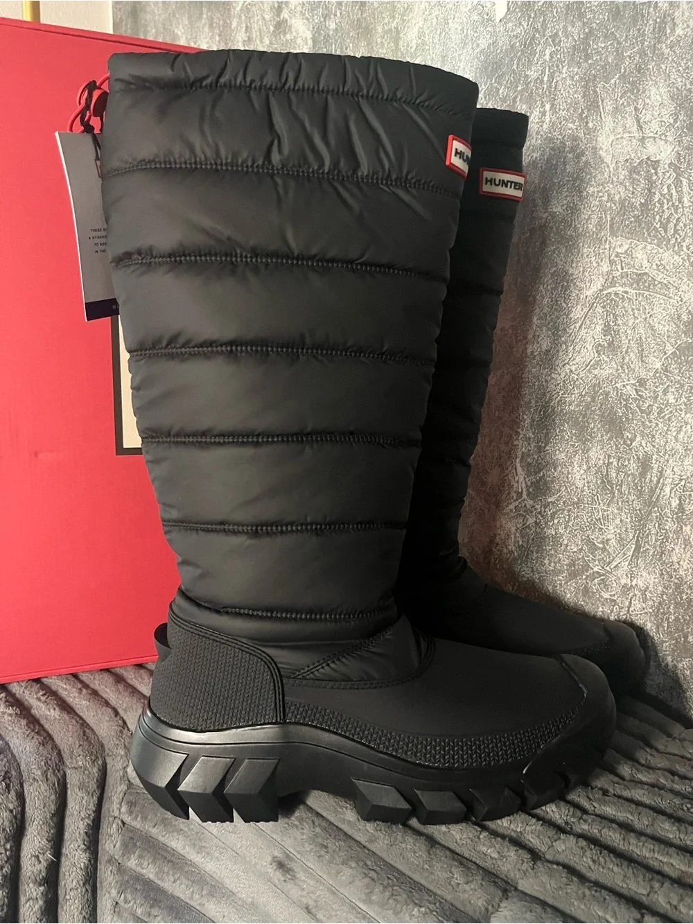 Hunter Black Quilted Over-The-Knee Boots - Women's